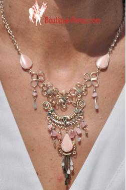 Collier Quilla pierre quartz rose