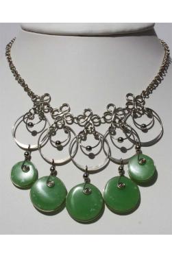 Collier colla  avec verre murano vert