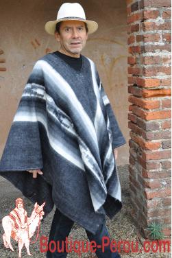 Poncho alpaga gris anthracite