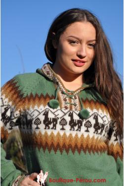 Pull  en laine d'alpaga de couleur rouge