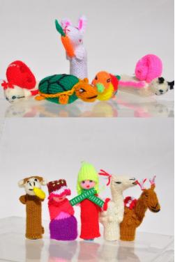 Marionnettes à doigts - Lot de 10 marionnettes histoire d'hommes et des animaux