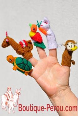 Lot de 5 marionnettes à doigts histoire d'animaux