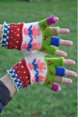 Mitaines péruviennes tricotés main en pure laine