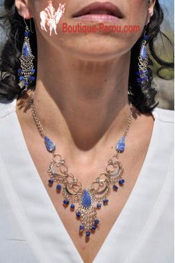 Ensemble de bijoux assortis en pierre lais-lazuli