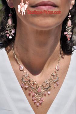 Ensemble de bijoux assortis en quartz rose
