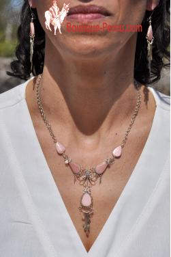 Parure bijoux Ticka pierre quartz rose