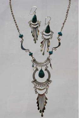 Parure Inti collier + boucles d'oreilles pierre turquoise