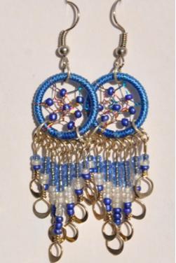 Boucles d'oreilles attrape rêves bleu