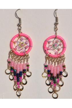 Boucles d'oreilles attrape rêves rose pâle