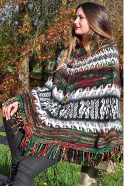 Ponchito femme  vert arco iris.