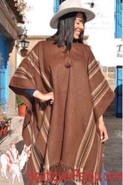 Poncho des Andes marron indien, modèle unique