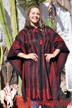 Poncho grande taille couleur rouge des Andes