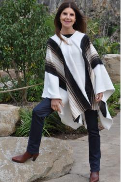 Poncho des Andes grand taille couleur blanc