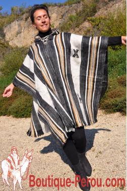 Poncho femme gris anthracite