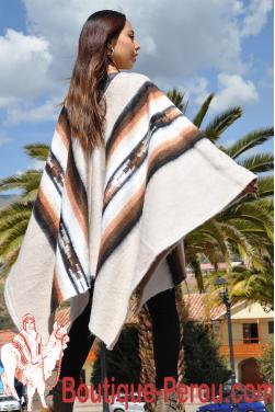 Poncho femme beige