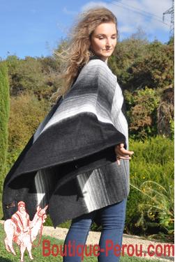 Poncho pour femme en laine d'alpaga, Pièce unique