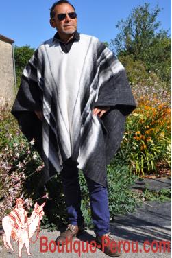 Ponchos alpaga Homme Boutique Pérou Poncho Qosqo blanc en laine Ponchos alpaga Homme