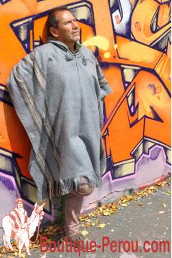 Poncho homme de Cuzco en laine d'alpaga