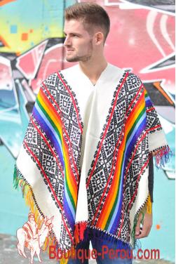 Poncho Qosqo blanc en laine