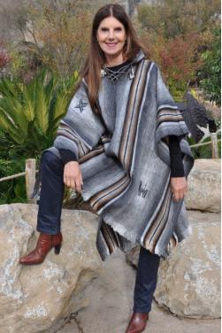 Poncho femme gris anthracite