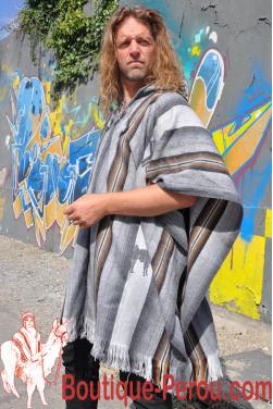 Poncho péruvien homme en laine