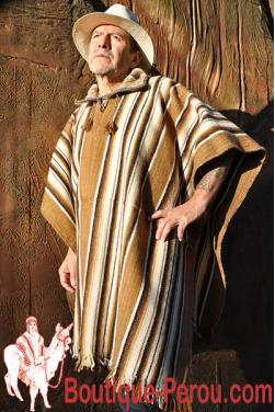 Poncho Chaman marron beige.