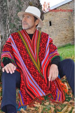 Poncho Cuzco rouge andin