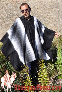 Ponchos alpaga Homme Boutique Pérou Poncho Qosqo blanc en laine Ponchos alpaga Homme