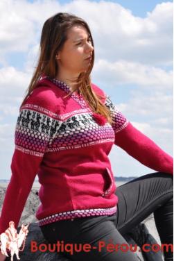 Pull alpaga fuchsia des Andes.
