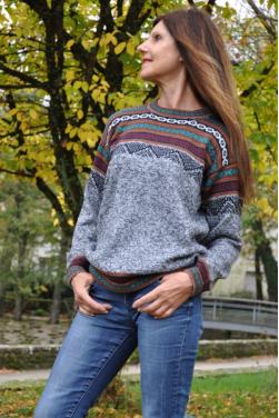 Pull péruvien femme gris des Andes