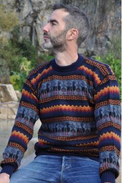 Pull Jacquard en laine d'alpaga altiplano.