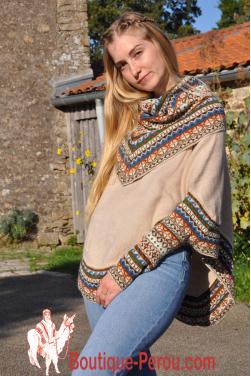 Poncho femme couleurs d'automne.