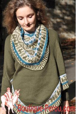 Pull poncho femme couleur Vert andin
