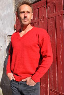 Pull-over col en V rouge indien el gringo