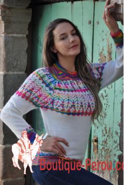 Pull-over d'hiver blanc femme