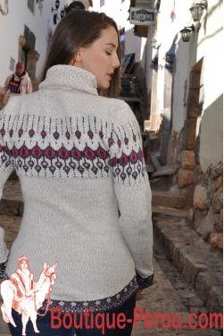 Pull-over llamitas beige indien