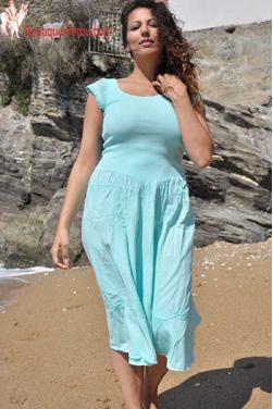 Robe longue turquoise