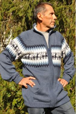 Tricot en laine d'alpaga bleu indigo