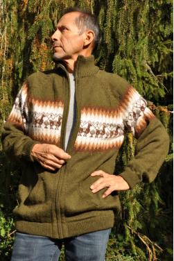 Cardigan kaki des Andes en fibre d'alpaga