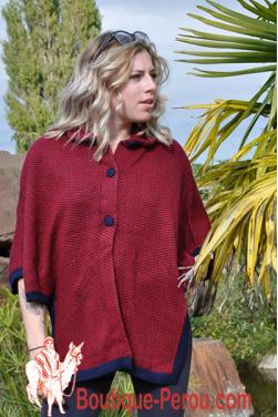 Veste poncho Rouge indien