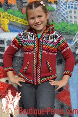 Gilet enfant à capuche avec un magnifique mélange de couleurs de l’arc-en-ciel.