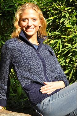 Cardigan bleu indigo Cuzco en laine