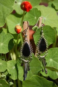 Boucles d'oreilles kuntur en pierre onyx