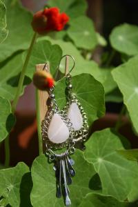 Boucles d'oreilles fait main en pierre quartz rose