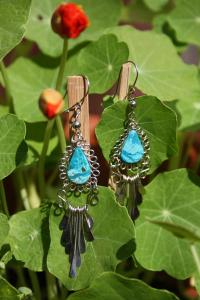 Boucles d'oreilles fait main en pierre turquoise