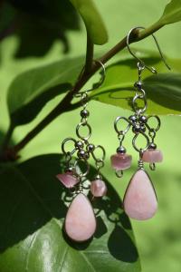 Boucles d'oreilles en quartz rose