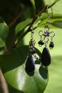 Boucles d'oreilles nusta en pierre Onyx