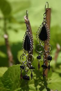 Boucles d'oreilles modèle warmi en pierre onyx.